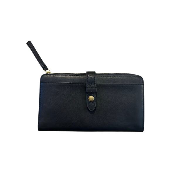 NWT Fossil Black Leather Wallet | QuietLuxury GiftableStyle TimelessStyle - Picture 1 of 5